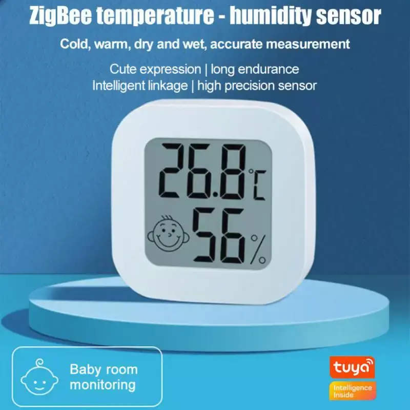 Tuya ZigBee-Sensor de temperatura y humedad para interiores, higrómetro, termómetro, Detector, Control de vida inteligente, compatible con Alexa y Google Home