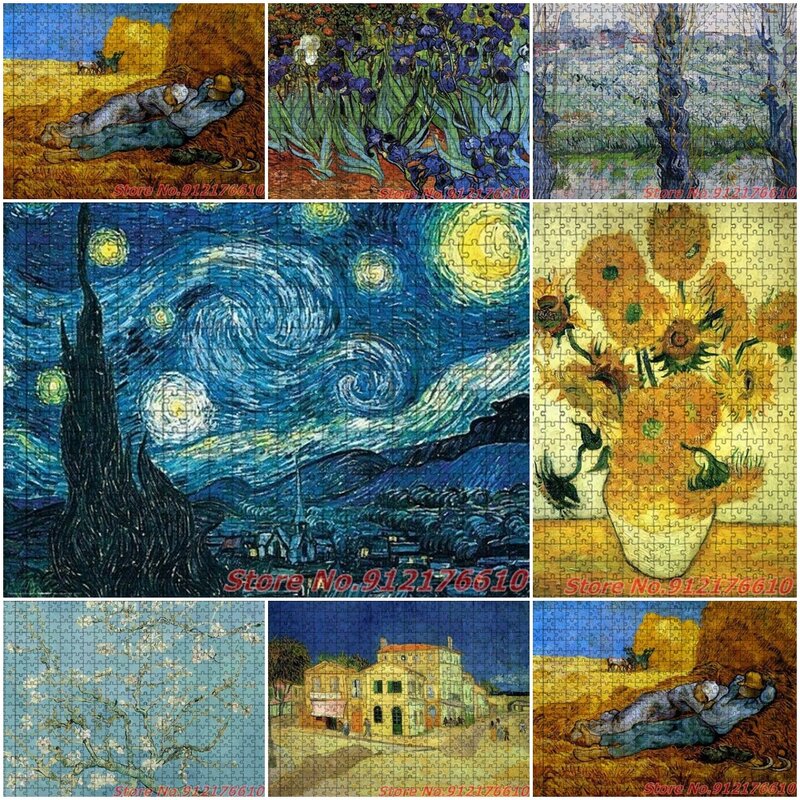 Vincent Van Gogh 500 Piece Jigsaw Puzzles Diy Creative Great Painter Vintage Artwork Decompress Educational Puzzles Toys Gifts