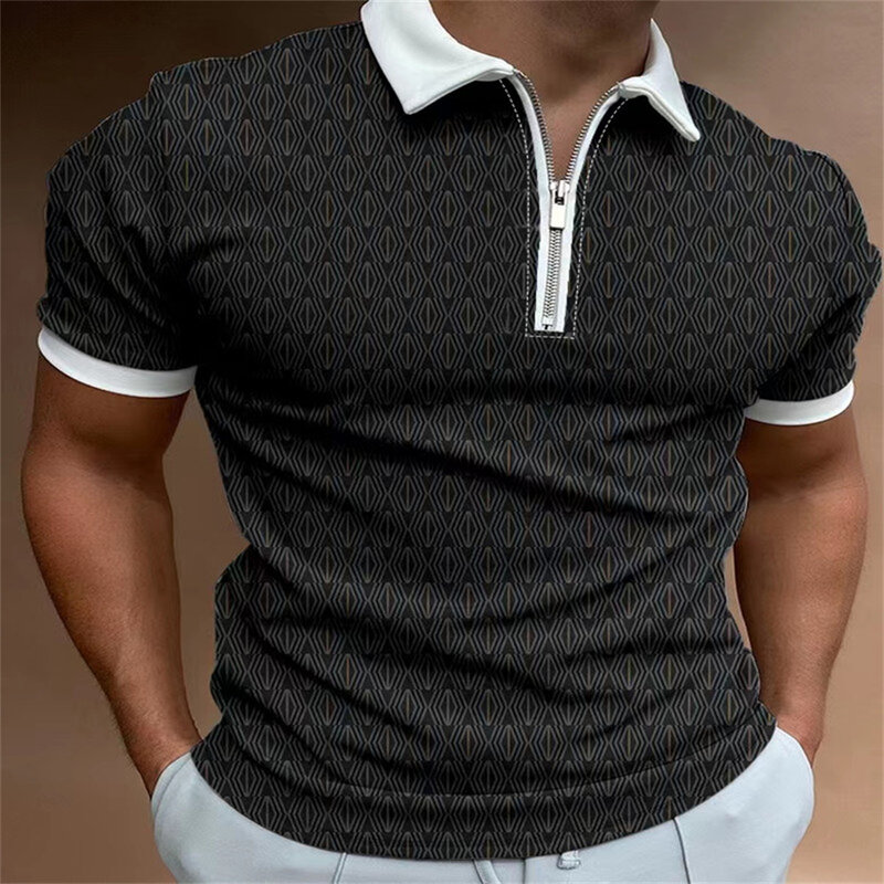 Мужская приталенная рубашка-поло с буквенным принтом, мужская рубашка-поло, мужские однотонные рубашки поло, брендовая мужская рубашка с коротким рукавом, Летняя мужская рубашка
