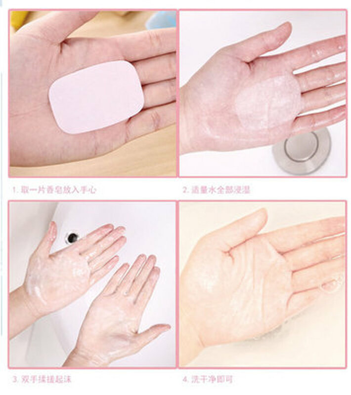1 borsa portatile per il lavaggio delle mani carte per sapone fetta profumata carta per la pulizia sapone per il lavaggio delle mani bagno per le mani sapone schiumogeno profumato bianco