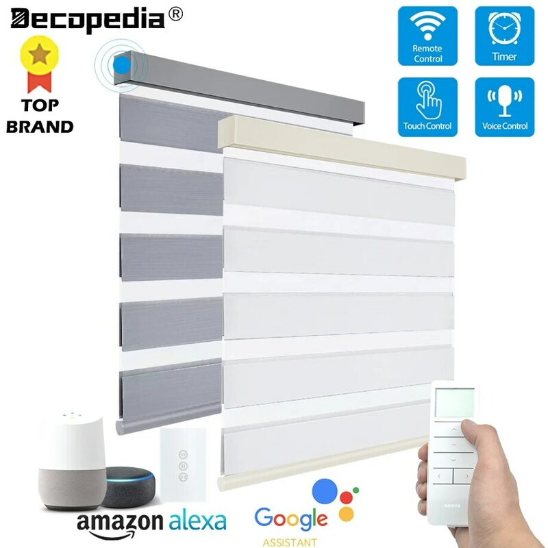 Decopedia Customize Zebra Blinds Square Valance Window Blinds Day and Night Roller Shades Blackout for Home Windows Sliding Door