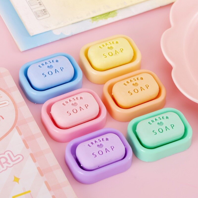 1pc Mini Soap Shape Eraser Creative Rubber Kawaii Erasers for Students Cute Stationery School Office Stationery Supplies
