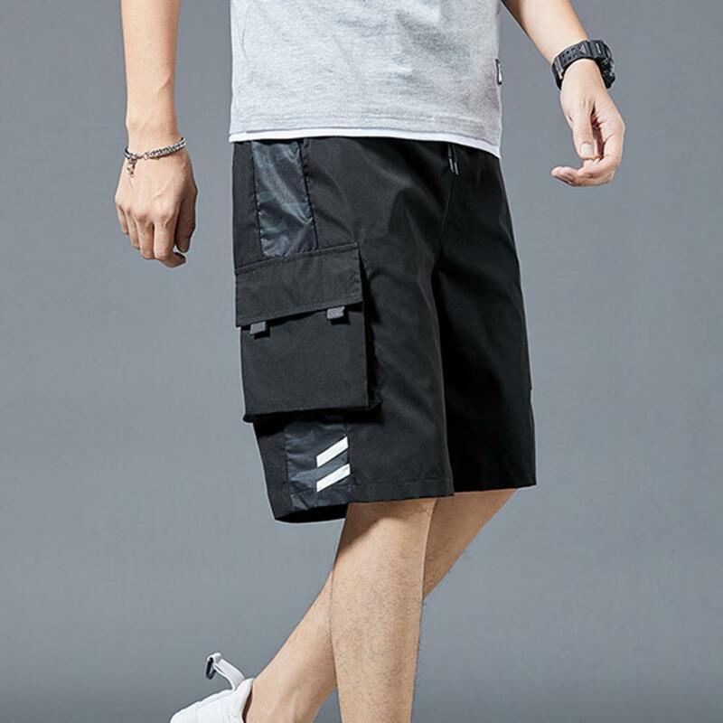 Modne kieszenie z nadrukiem z szerokimi nogawkami szorty Cargo dla mężczyzn letnie luźne szorty do biegania sportowe męskie шорты мужские