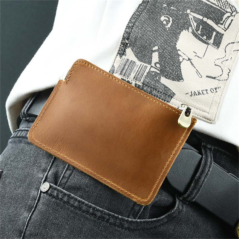AIGUONIU high quality genuine leather waist bag  card pouch cowhide design waist pack pouch waist belt pouch protective cover