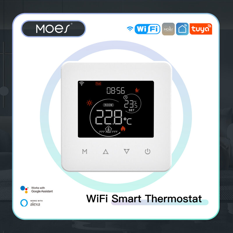 MOES-Smart WiFi Termostato, Controlador de Temperatura da Água, Aquecimento Elétrico, Caldeira a Gás App, Trabalhar com Alexa, Google Home, Tuya