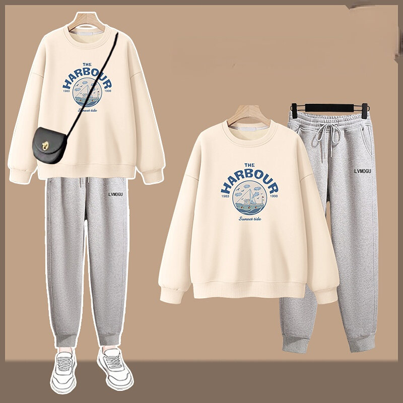 Kleidung der frauen Koreanische Version Lose Rundhals Lange-ärmeln Pullover Anzug 2023 Frühling Herbst Freizeit College Stil Sport set
