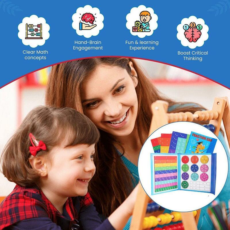 Uczenie się frakcji magnetycznej zabawka matematyczna Montessori pomoce nauczycielskie arytmetyczne drewniana książka zabawki edukacyjne dla dzieci boże narodzenie Z7n9