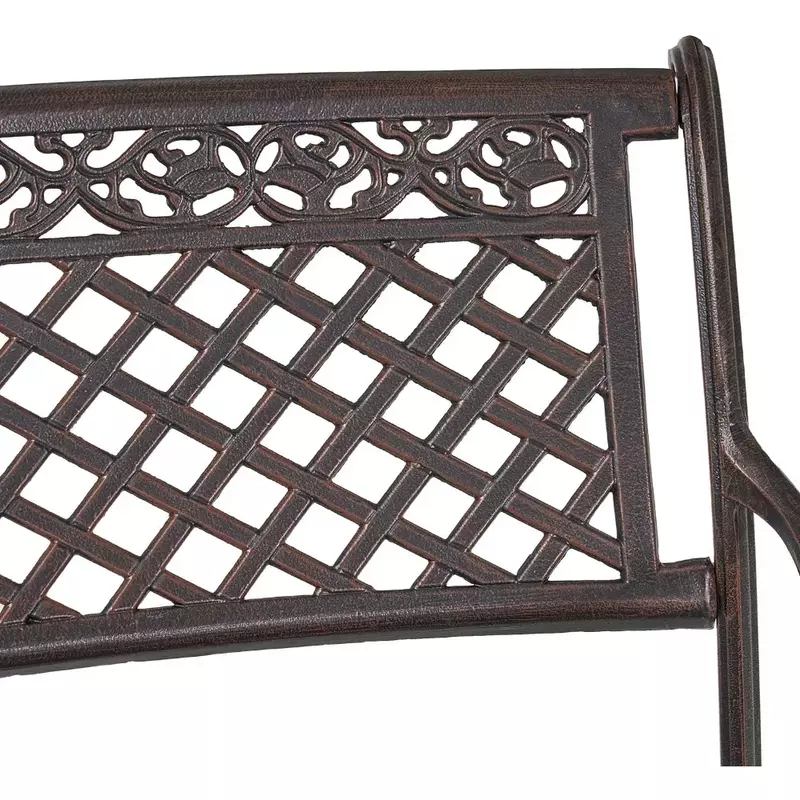 Outdoor bench, Sebastian antique cast aluminum fan-shaped outdoor bench, shiny copper, outdoor bench,