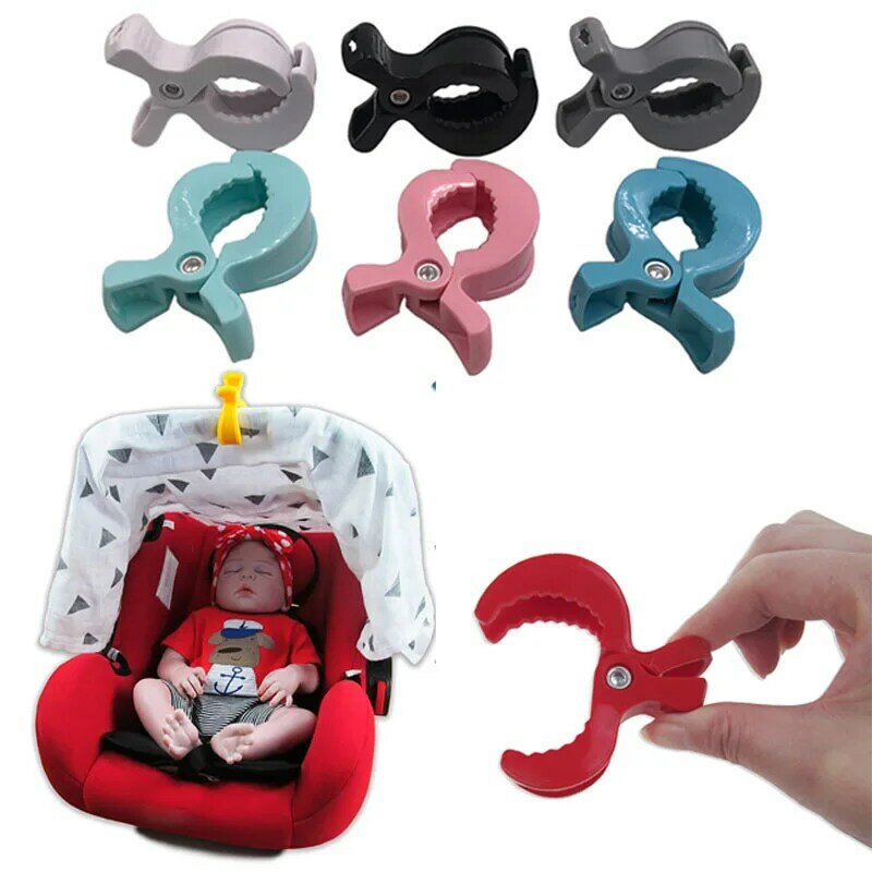 Accessoires de siège de voiture colorés pour bébé, pince en plastique pour poussette, crochet pour couverture, moustiquaire, 2 pièces/lot