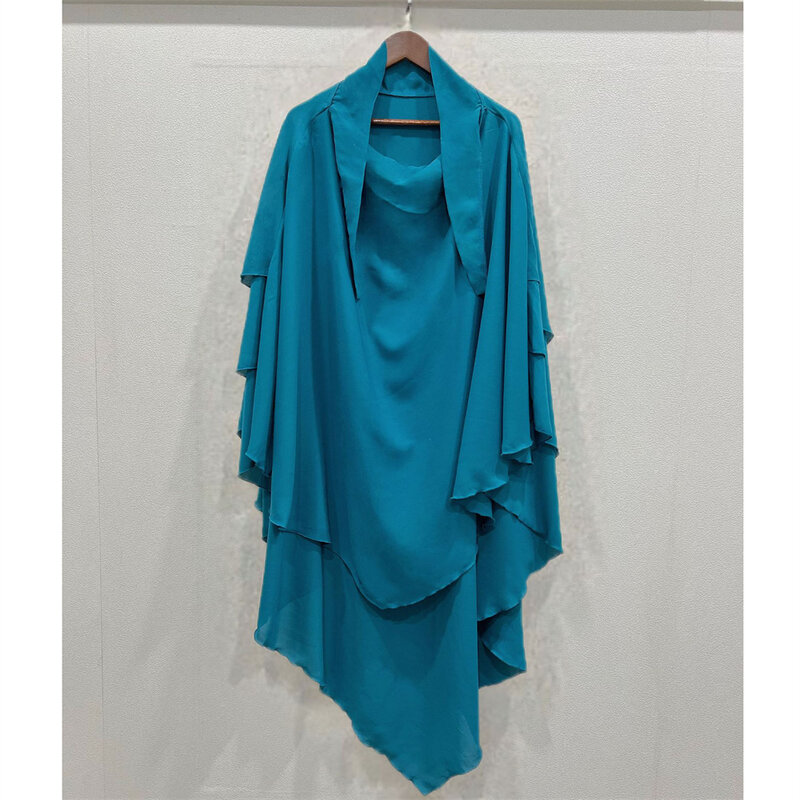 Vestuário de Oração Eid para Mulheres, 3 Camadas, Hijab Overhead, Khimar Longo, Raman, Headcarf Muçulmano, Véu Cobertura Completa, Cocar Kaftan