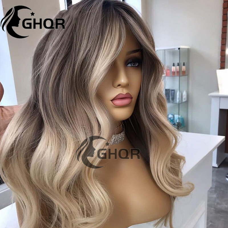 Wigs Human Hair Highlight 13x6 360 Lace Frontal Colored Full Lace Wigs Grey Ash Blonde Brazilian Virgin Hair Loose Body Wave Wig