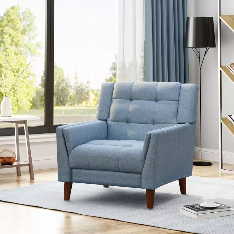 Современный тканевый стул среднего века, стулья для гостиной, синие и ореховые кожаные стулья, деревянная мебель для кафе, кофе
