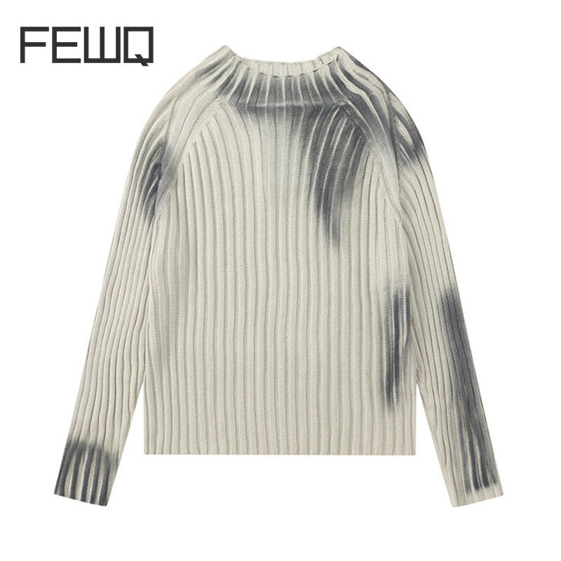 FEWQ-Camiseta de punto con estampado de grafiti para mujer, Jersey ajustado de estilo perezoso, 2023