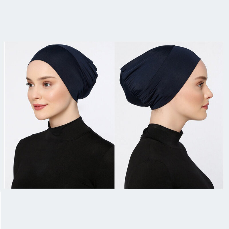 Islamische schwarze Sport modale Hijab Unter kappe muslimische Abaya Hijabs für Frau Abayas Trikot Turbane Turban Instant Head Wrap Frauen Mütze