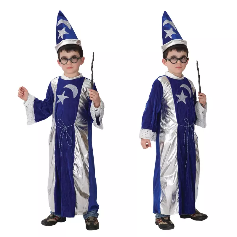Halloween Magician Cosplay Costume for Kids, Espectáculos de bola, Vestido engraçado, Carnival Party, Menino, Meninas