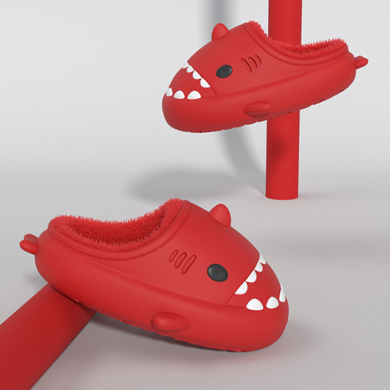 Litfun FurPlush Shark Slippers For Women Men Winter Fur Cozy Shark Slides Cartoon Furry Home Furry Shoes For Platform Waterproof