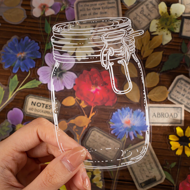 Flor seca memória série retro marcadores, foto decoração álbum adesivo, 6 pc por lote