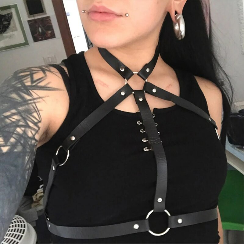 Women Sexy Harness Belt Chest Harness Corset Leather Lingerie Body Harness Bdsm Bondage Lingerie Punk Gothic Fetish Clothing