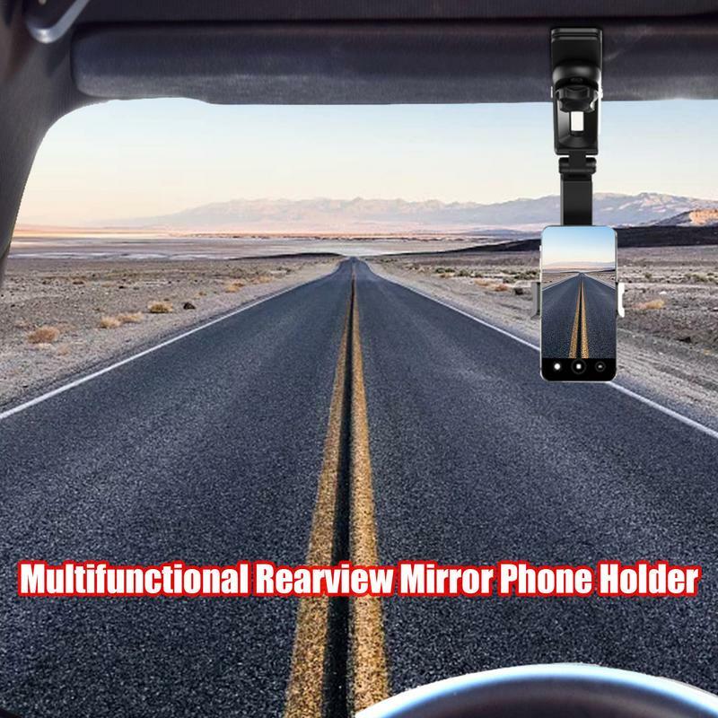 Suporte do telefone espelho retrovisor ajustável, Carro celular Mount, Universal, 360