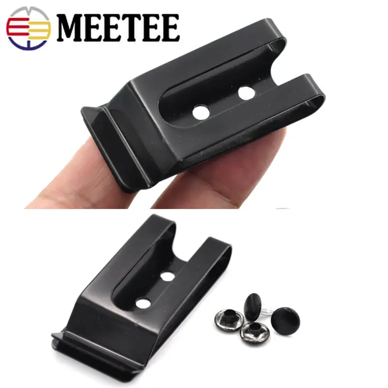 5/10pcs Meetee 56x25mm Double Holes Metal Spring Belt Holster Sheath Clip Clasp Buckles Accessories with 8mm Cap Studs Screws