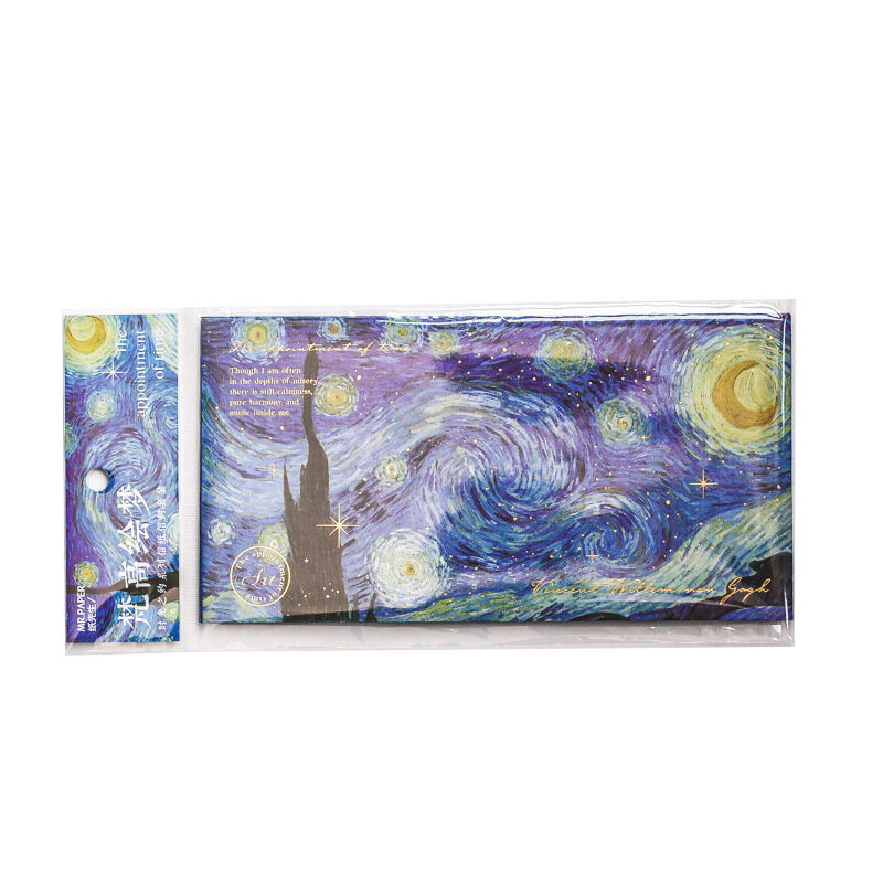 6ชิ้น/เซ็ต Van Gogh Starry Sky กระดาษซองสำหรับตัวอักษร Mailers ชุดซองจดหมายสำหรับงานแต่งงานของขวัญโปสการ์ด
