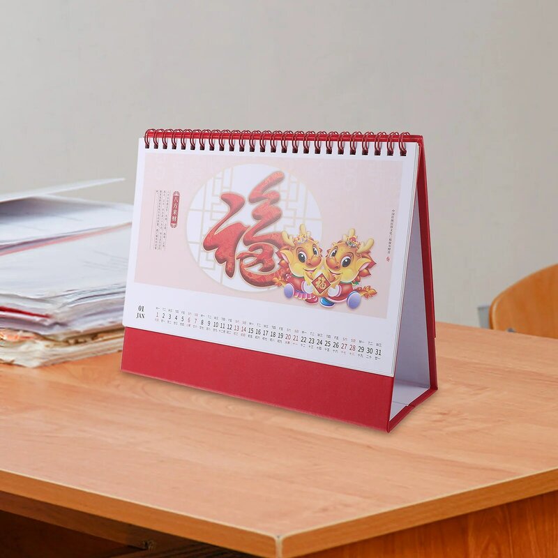 Mesa decorativa calendário para estudantes, estilo chinês, mês
