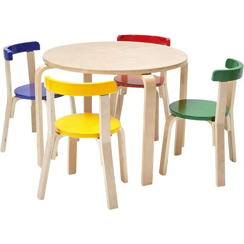 子供のための丸いテーブルと湾曲した背もたれの椅子のセット,さまざまな家具,テーブルと椅子のセット,5個