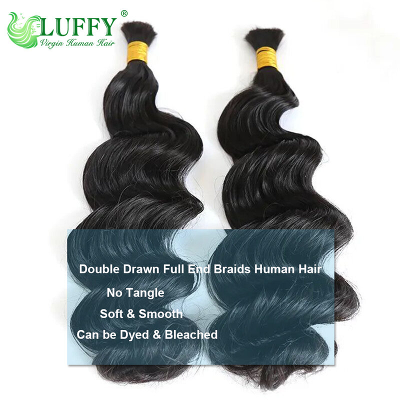 Bulk Hair Human Hair For Braiding Loose Deep Wave Bulk Hair Extensions For Braids Double Drawn Burmese Bulk Hair Bundles No Weft