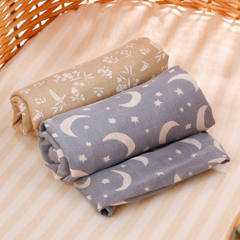 Kangobaby #My Soft Life# 2024 New 2pcs Set Bamboo Cotton Baby Muslin Swaddle Blanket Newborn Wrap Infant Quilt 120x110cm