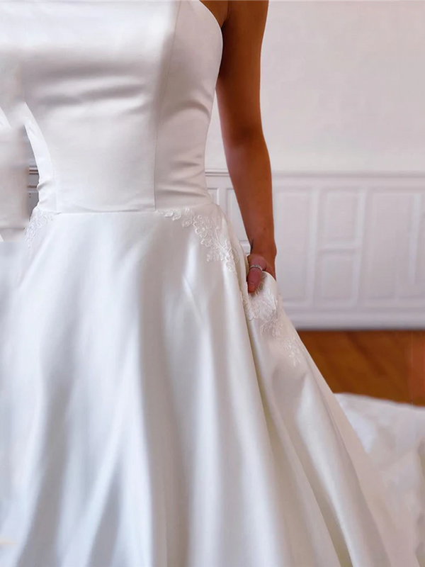Aenyrst 2024 damska styl boho suknia ślubna typu Bandeau suknia ślubna z odkrytymi plecami A-line Princess Cathedral.