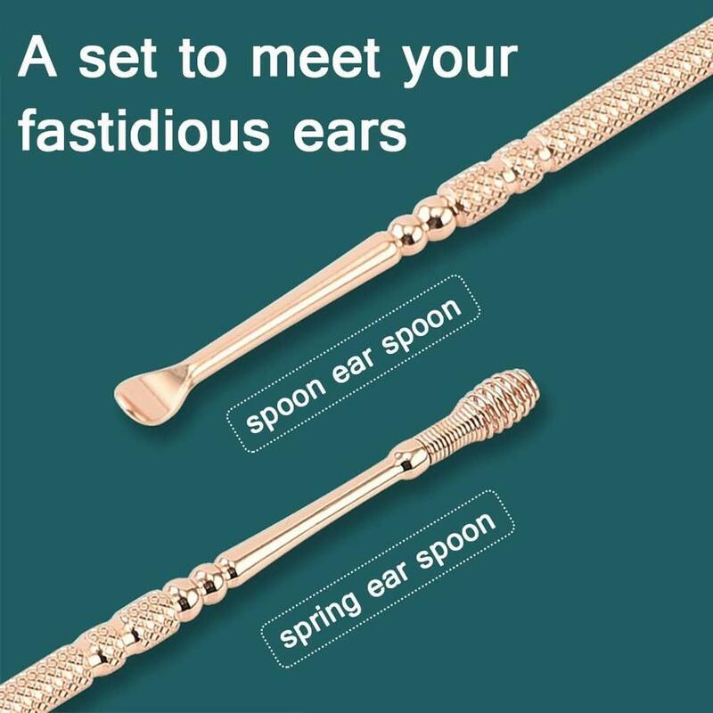 로즈 골드 스테인리스 스틸 나선형 귀이개, 귀지 파기 도구, 귀지 관리, 귀 청소 도구