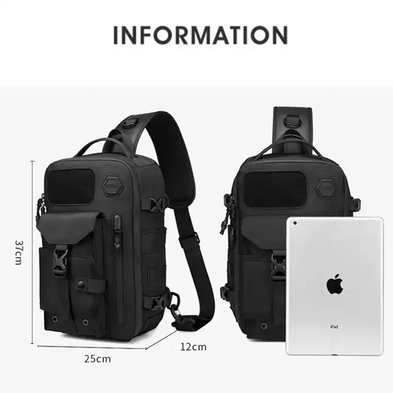 OZUKO Men's Tactical Chest Bag Sports Waterproof Crossbody Bag Men's Outdoor Travel Multi-men's Fashion Brand Function Bag