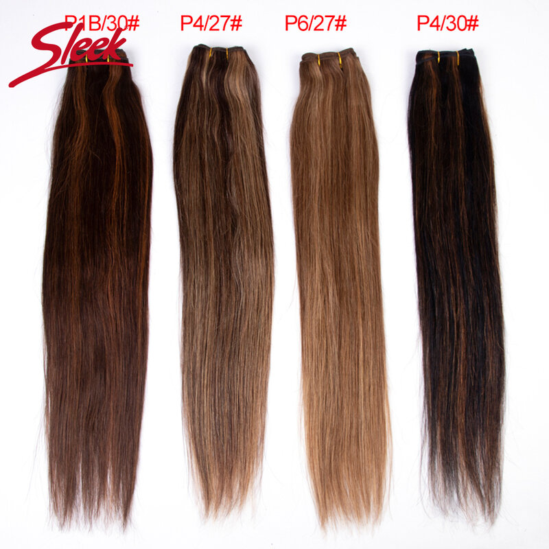 Sleek Braziliaanse Straight P4/27 P6/27 Bruin P4/30 P1B/30 Human Hair Weave Bundels 100% Natuurlijke Rmy Haarverlenging 10 Tot 26 Inch