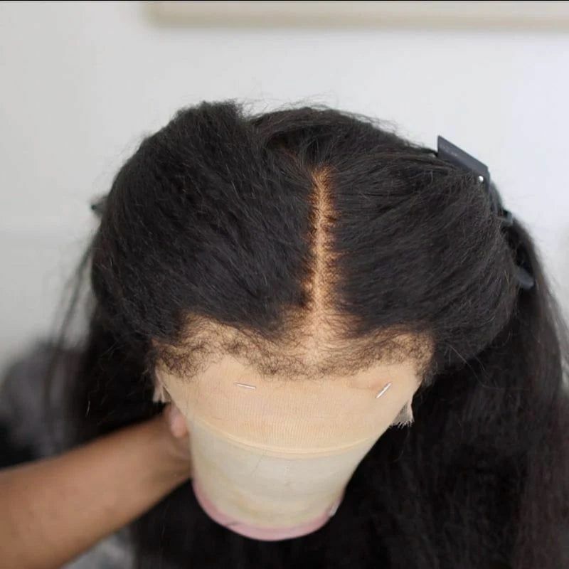 Pelucas de cabello humano liso para mujer, Pelo Rizado 280% completo de 30 y 34 pulgadas, 13x6, con bordes 4c, HD, Frontal transparente, Yaki