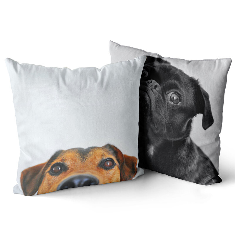 1pcs Square Polyester Peachskin Dog Sofa Pillow Case, Digital Printing, Fadeless Printing, Accepting Customization 45cm * 45cm