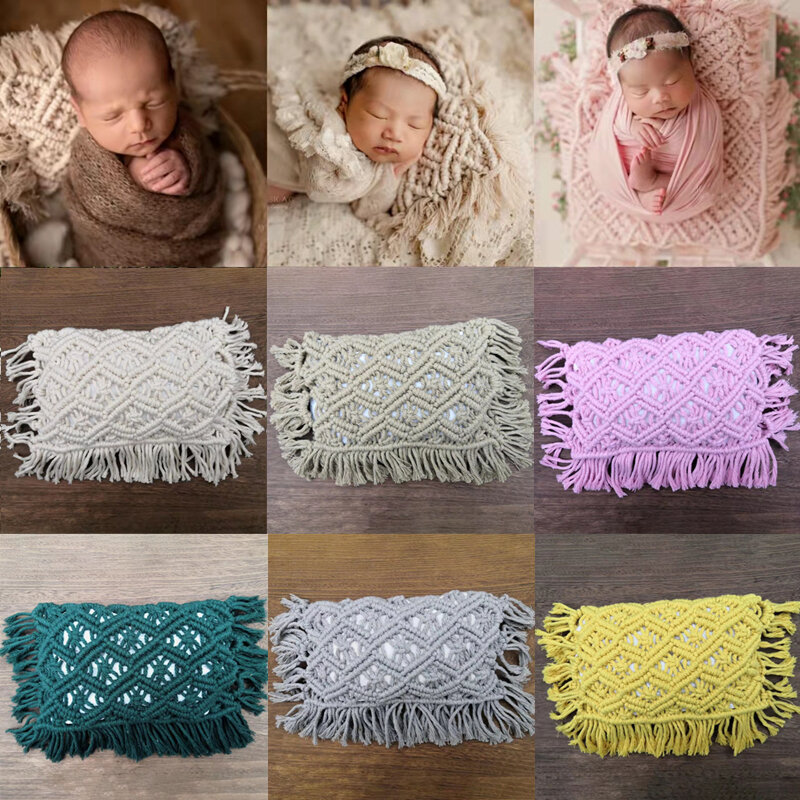 Accesorios de fotografía para recién nacido, almohada de borla de algodón hecha a mano, estudio de fotografía para bebé, almohadas de decoración infantil