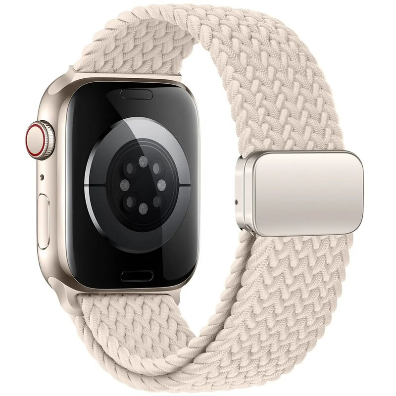 Cinta de Nylon Para Apple Watch Band, Pulseira Trançada, Fivela Magnética, iWatch Series SE, 7, 5, 6, 8, 9, Ultra 2, 44mm, 40mm, 45mm, 49 milímetros, 41 milímetros, 38 milímetros