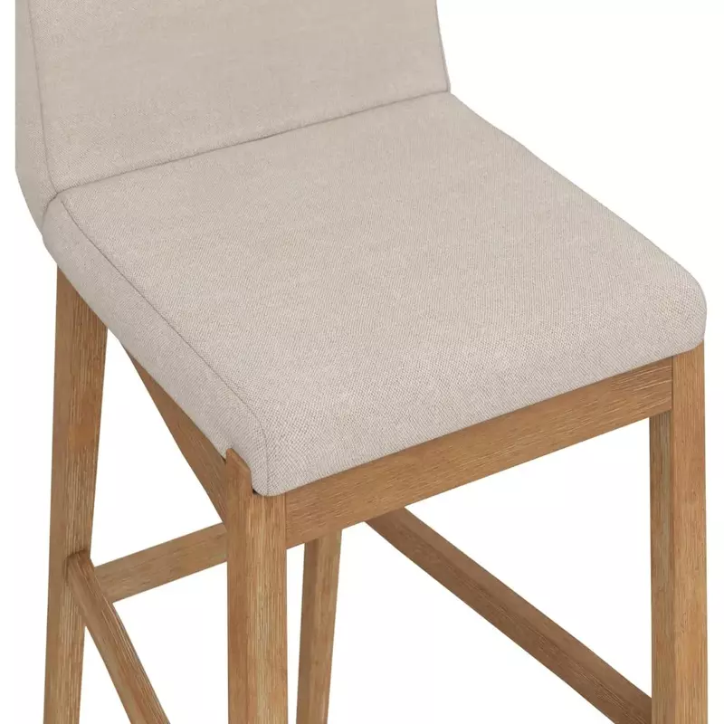 Барный стул со спинкой, мягкий барный стул, натуральный лен/коричневый