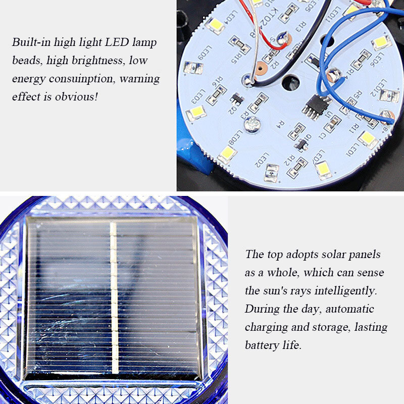 Lampu peringatan tenaga surya LED, lampu indikator energi surya, lampu berkedip magnetis antidebu dan tahan air