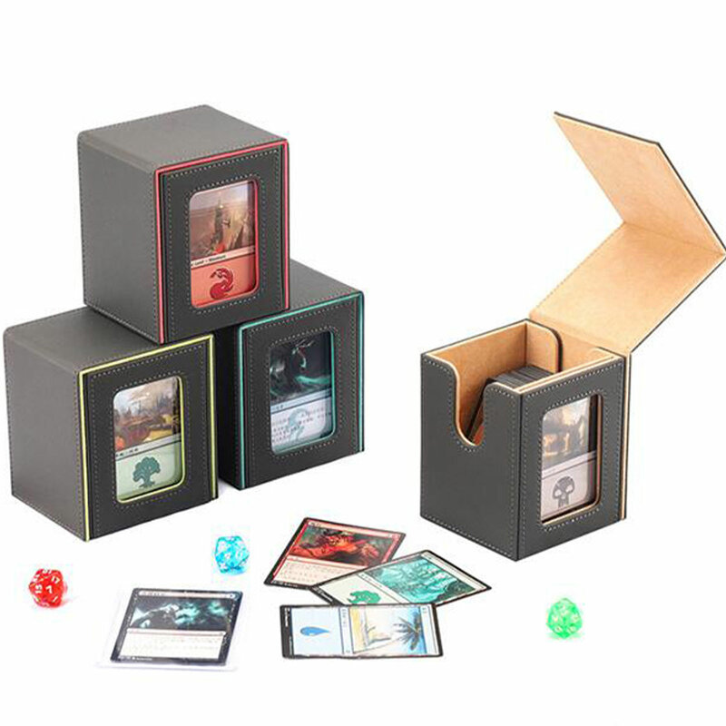 Caja de cubierta de tarjetas comerciales, protección de cierre magnético, diseño de ventana transparente, soporte de tarjeta de juguete de recolección de organización Premium