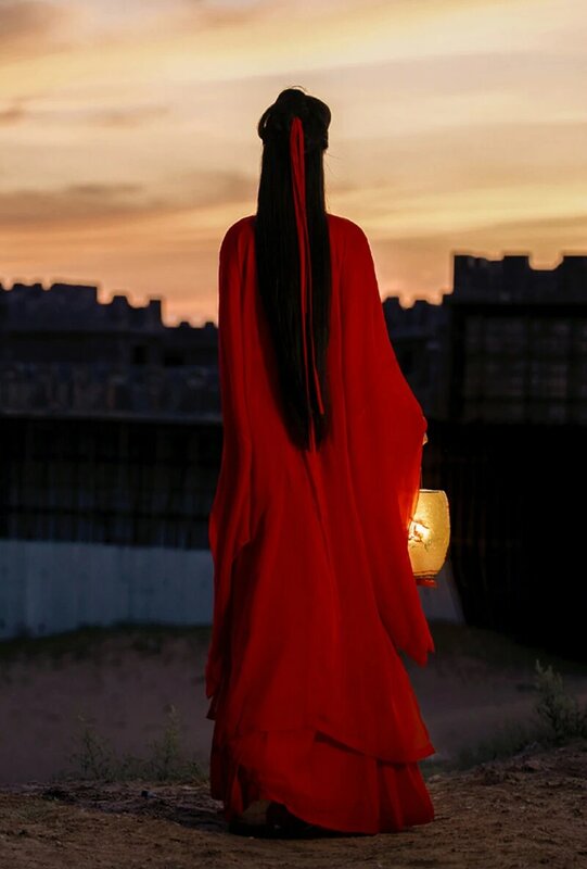 Vestido de baile chino tradicional Hanfu para mujer, disfraz de Cosplay femenino, vestido rojo de verano, talla grande 5XL