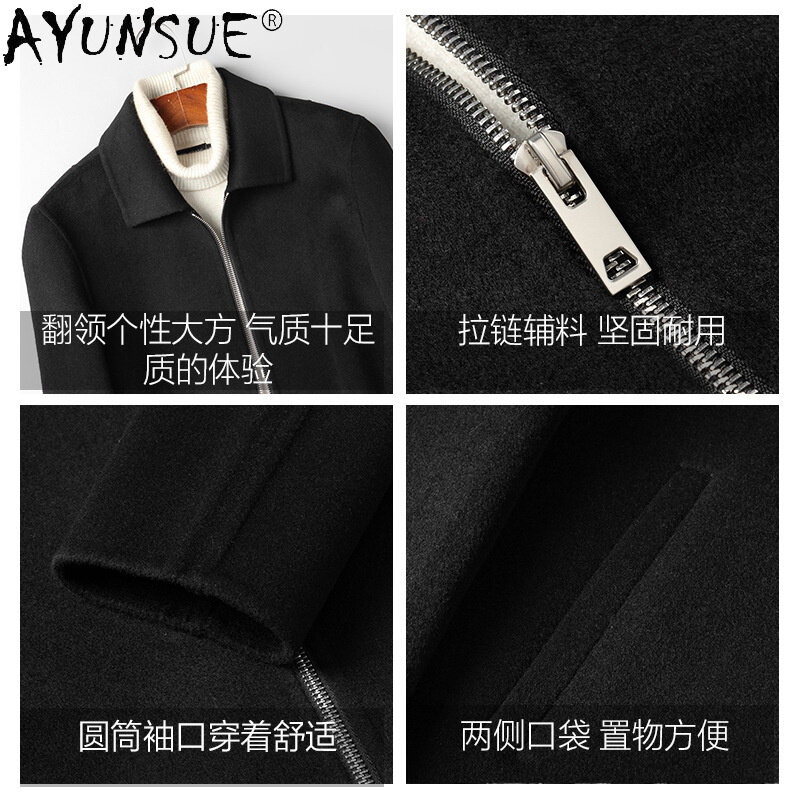 Jaqueta de lã real masculina, roupas estilo coreano, casaco de inverno, roupas masculinas, Erkekler Ceket, LXR945