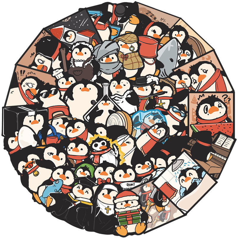 10/30/50 sztuk zabawny pingwin Meme Cartoon naklejki śliczne naklejki Graffiti dla dzieci zabawki DIY telefon deskorolka bagaż wodoodporna naklejka