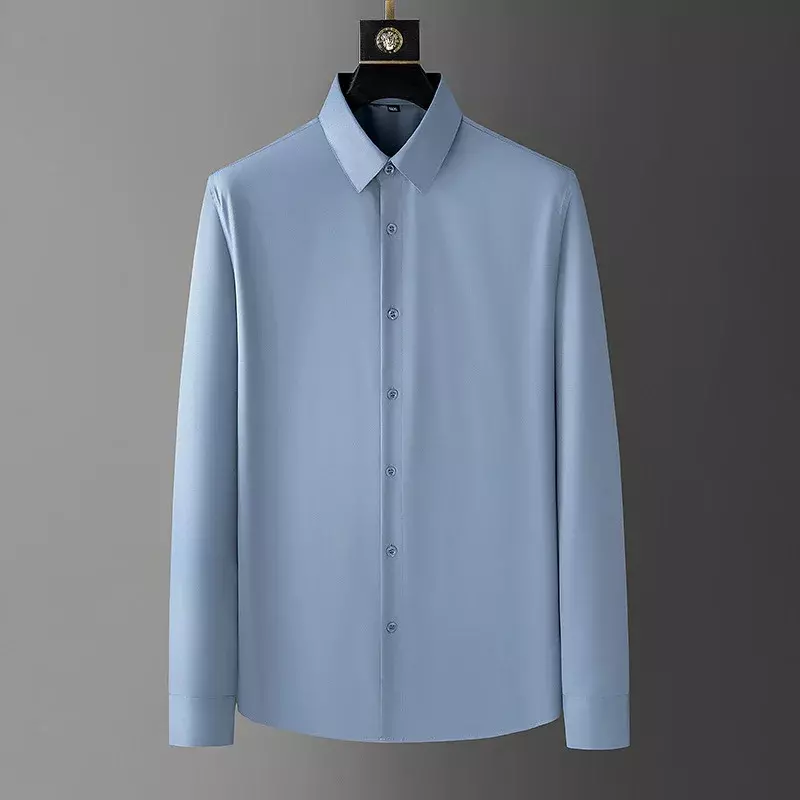 Long Sleeve Quality Shirt Men's Spring New Light Business Plain Color Shirt Seamless Slim Non-Ironing Shirt