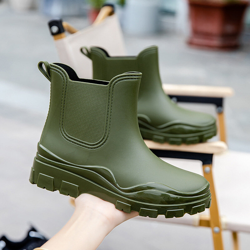 Women Garden Galoshes Waterproof Rubber Rain Boots Thick warm Short style fashion Waterproof Non-slip Fishing Water Shoes 36-40