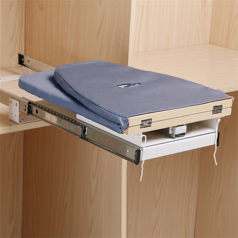 Armário retrátil dobrável tábua de engomar, puxar e empurrar para gabinete, cinza, rotação de 180 °, fácil de instalar