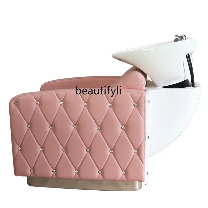 Chaise de massage allongée demi-shampoing, lit de rinçage pour salon de coiffure, canapé de massage, bassin en céramique, chaise de massage de la tête
