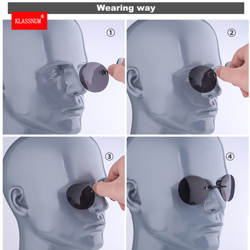 คลิปจมูกแว่นตา Matrix Morpheus แว่นตากันแดด Rimless Clip-On แว่นตา Vintage แว่นตาผู้ชาย UV400