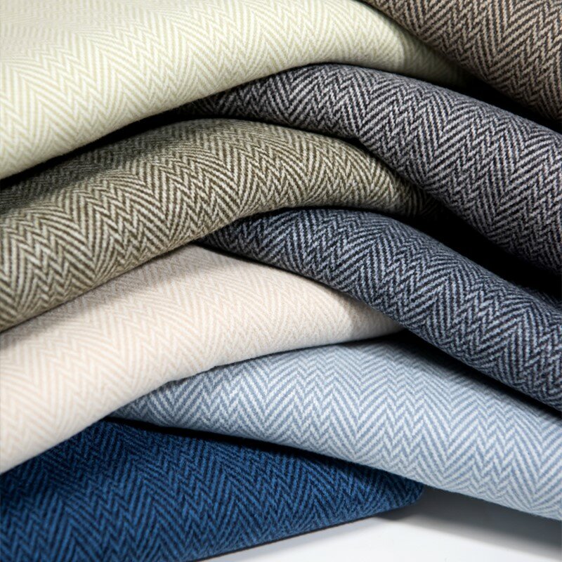 Thickened Gradient Herringbone Fabric Woolen Cashmere-like Coat Clothing Pants Handmade