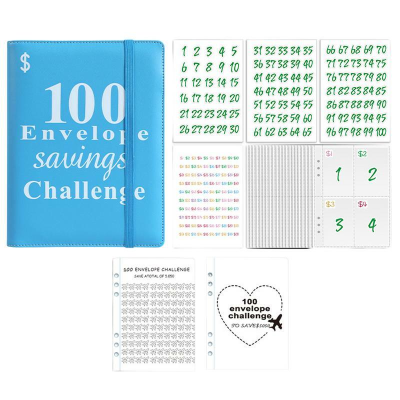 Cash Envelopes Challenge Book, Envelopes Budget Binder, Maneira fácil e divertida de economizar, 100 bolsos, 100 bolsos, Saving Book